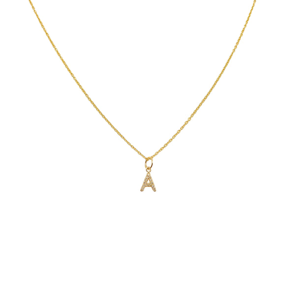 Diamond Mini Initial Letter Necklace